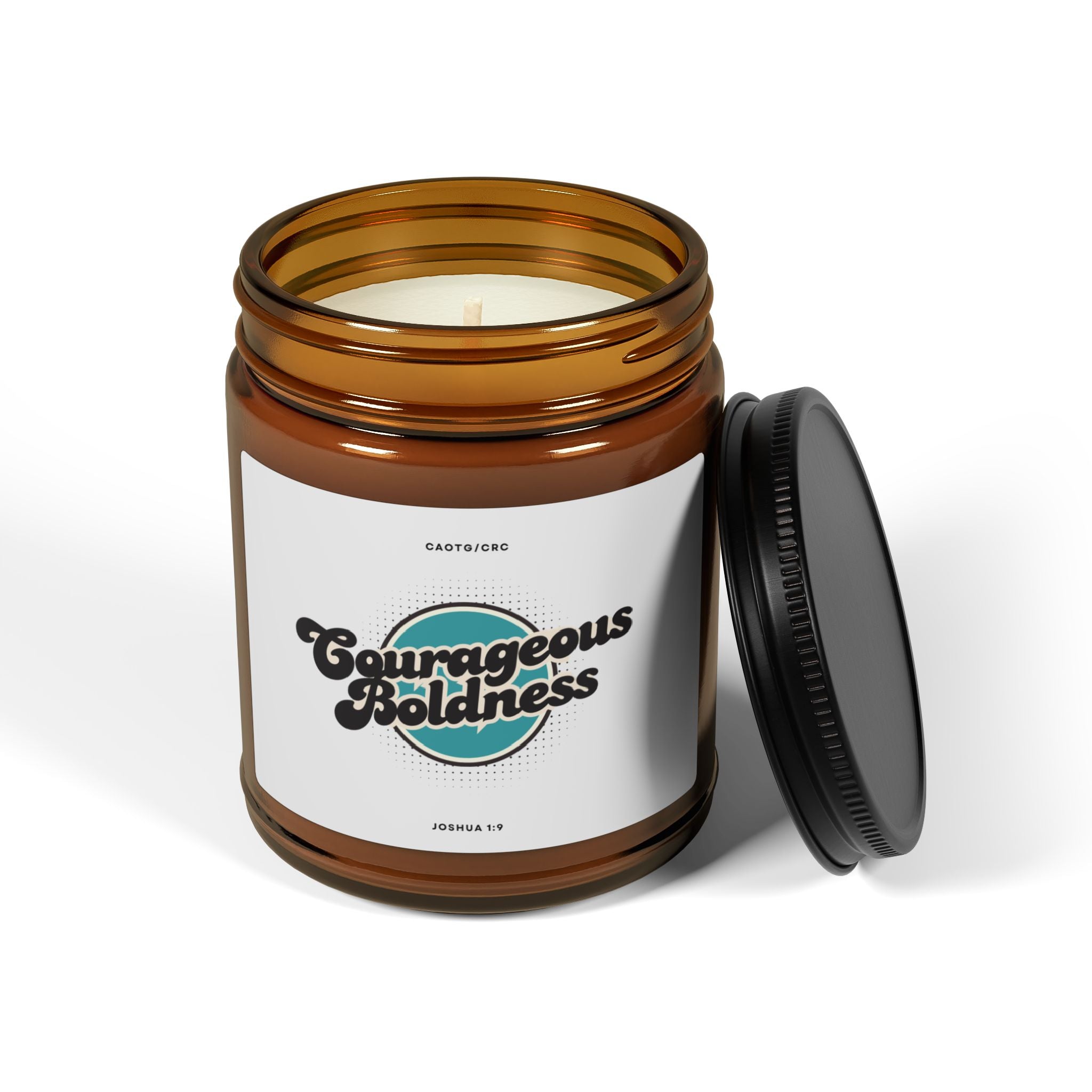 Courageous Boldness Joshua 1:9 Scented Soy Candle — Amber Jar (Multiple Sizes)