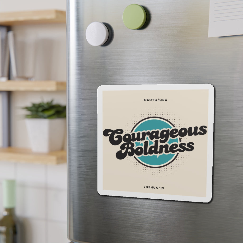 Courageous Boldness Die-Cut Magnet — Retro Christian Joshua 1:9 Inspirational Fridge Magnet