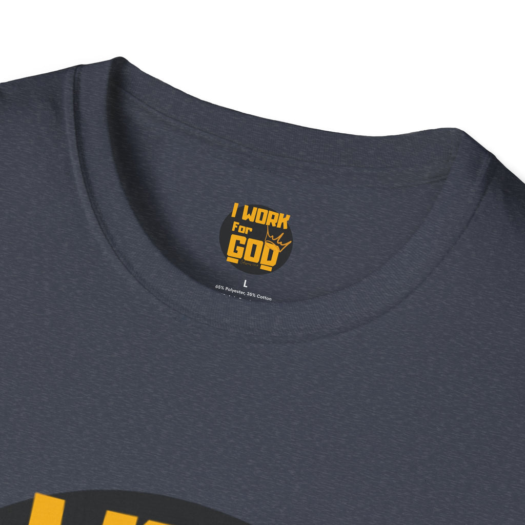 I Work For God T-Shirt — Christian Faith Graphic Tee with Crown