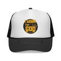 I Work For God Trucker Hat — Christian Mesh Cap, Faith-Based Religious Baseball Cap