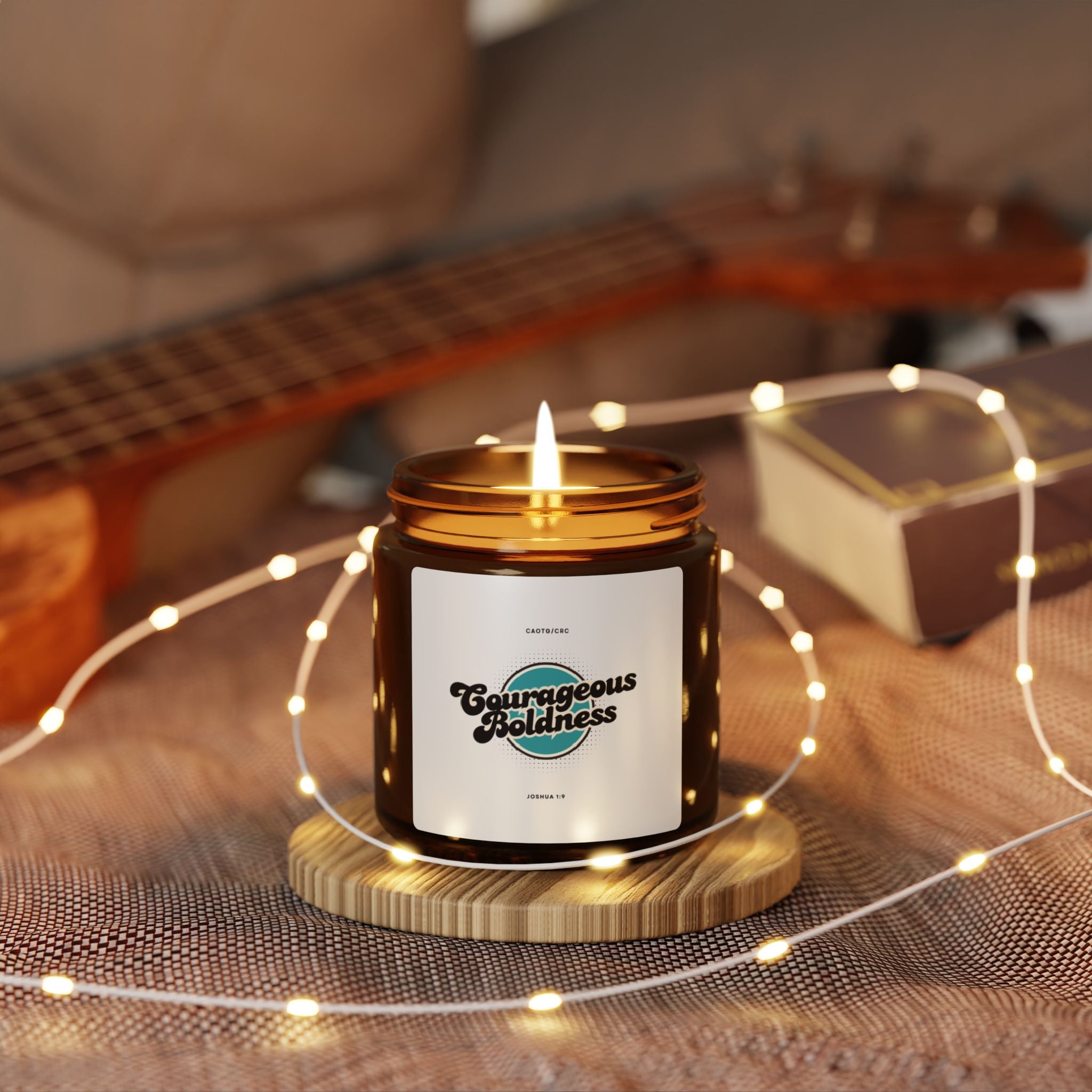 Courageous Boldness Joshua 1:9 Scented Soy Candle — Amber Jar (Multiple Sizes)