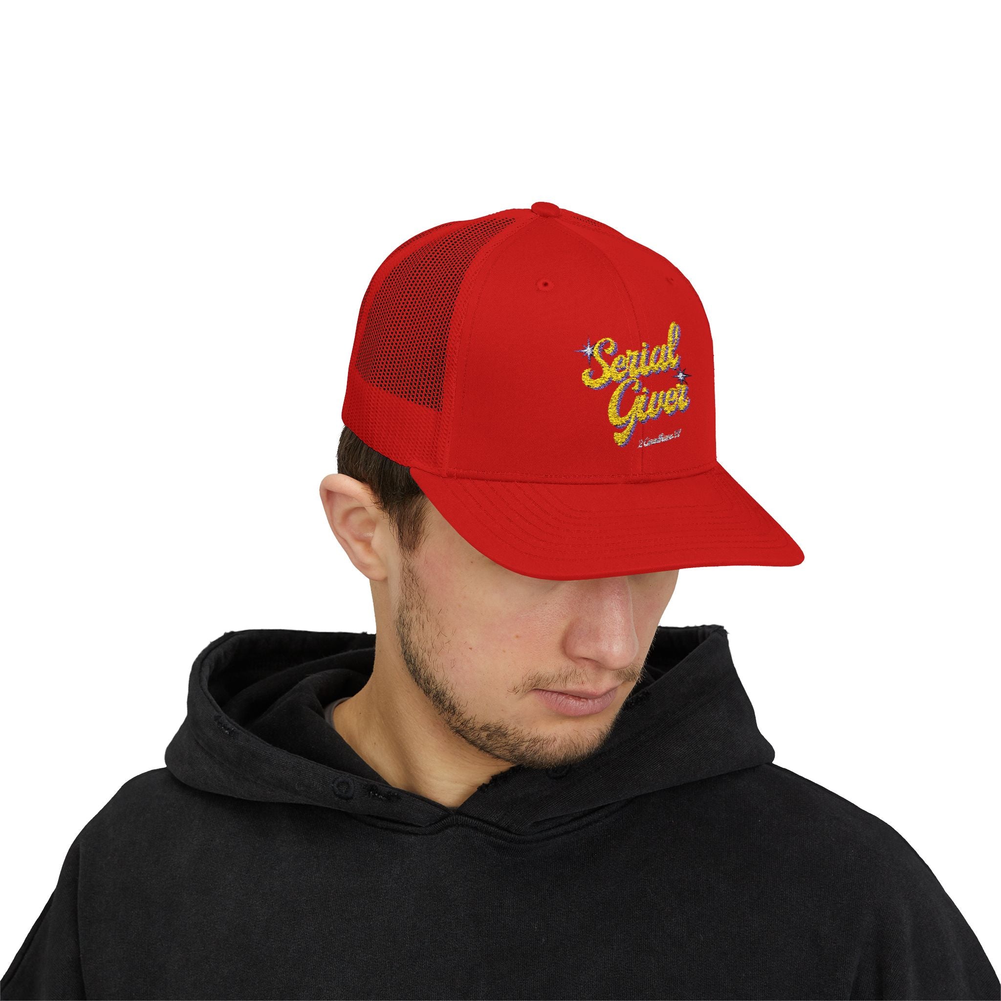 Serial Giver Snapback Trucker Cap — "God loves a cheerful giver" (2 Corinthians 9:7)