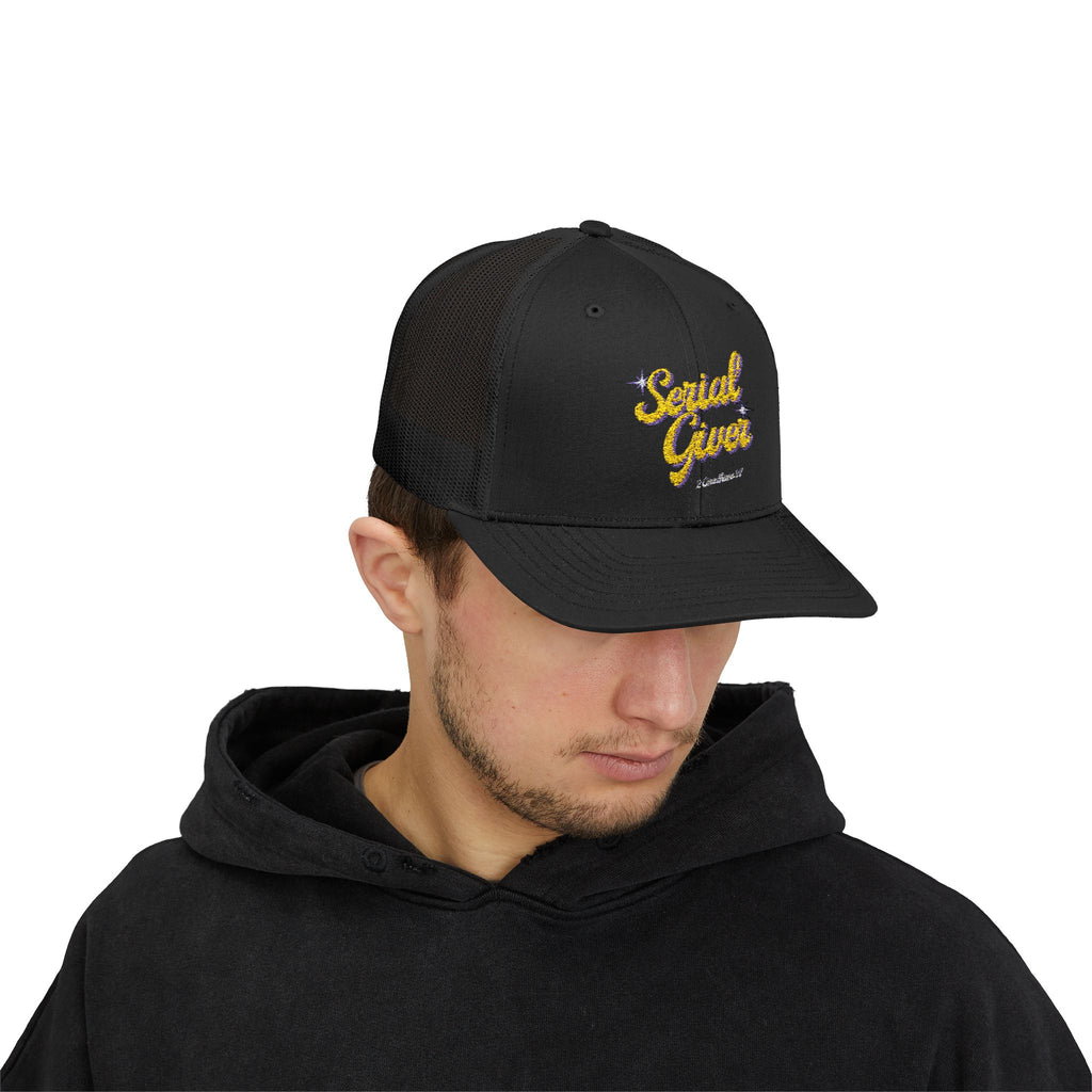 Serial Giver Snapback Trucker Cap — "God loves a cheerful giver" (2 Corinthians 9:7)