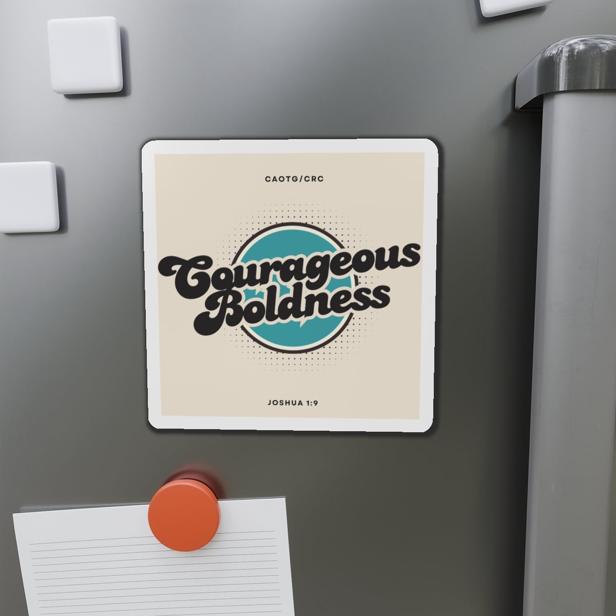 Courageous Boldness Die-Cut Magnet — Retro Christian Joshua 1:9 Inspirational Fridge Magnet