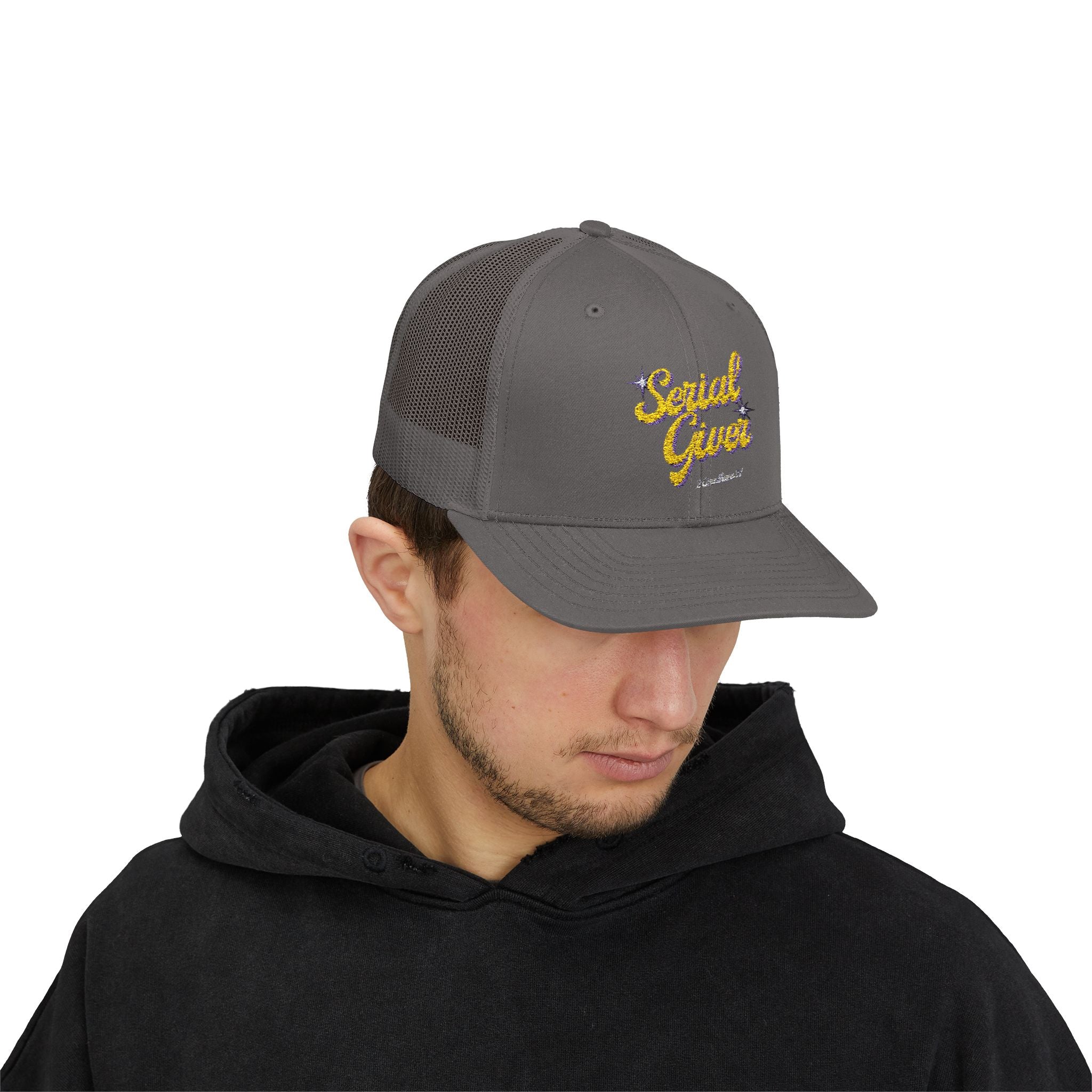 Serial Giver Snapback Trucker Cap — "God loves a cheerful giver" (2 Corinthians 9:7)