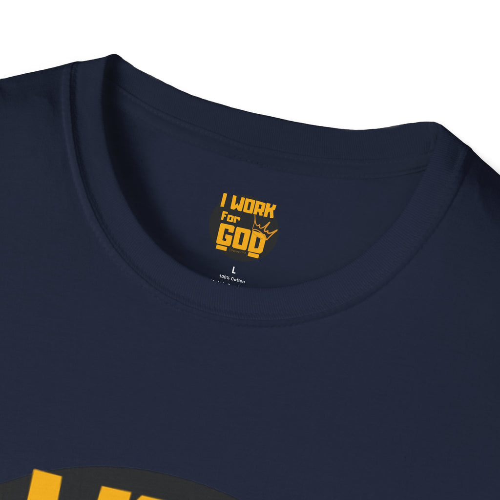 I Work For God T-Shirt — Christian Faith Graphic Tee with Crown