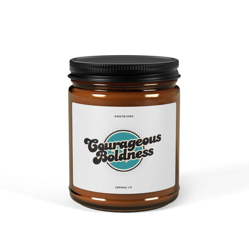 Courageous Boldness Joshua 1:9 Scented Soy Candle — Amber Jar (Multiple Sizes)