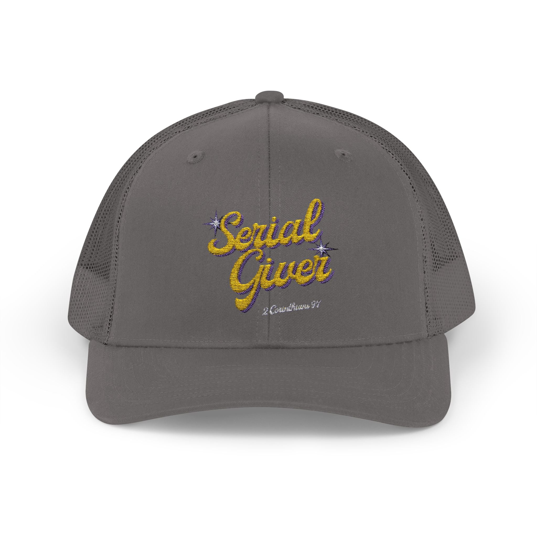 Serial Giver Snapback Trucker Cap — "God loves a cheerful giver" (2 Corinthians 9:7)