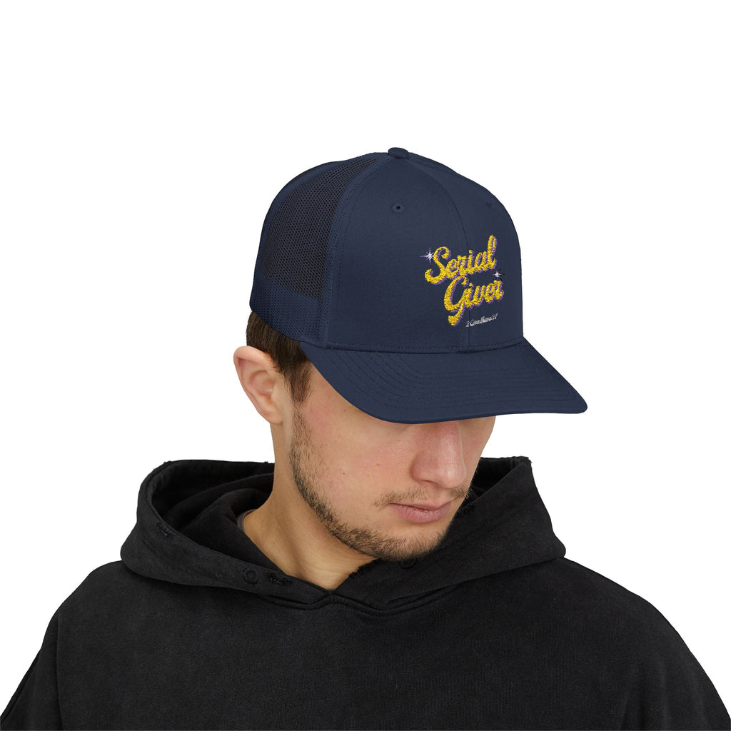 Serial Giver Snapback Trucker Cap — "God loves a cheerful giver" (2 Corinthians 9:7)