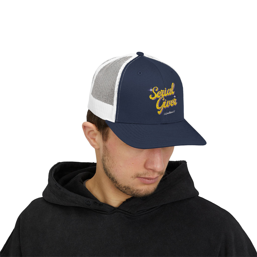 Serial Giver Snapback Trucker Cap — "God loves a cheerful giver" (2 Corinthians 9:7)