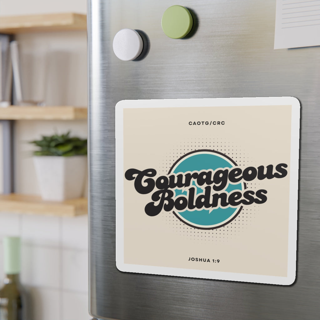 Courageous Boldness Die-Cut Magnet — Retro Christian Joshua 1:9 Inspirational Fridge Magnet