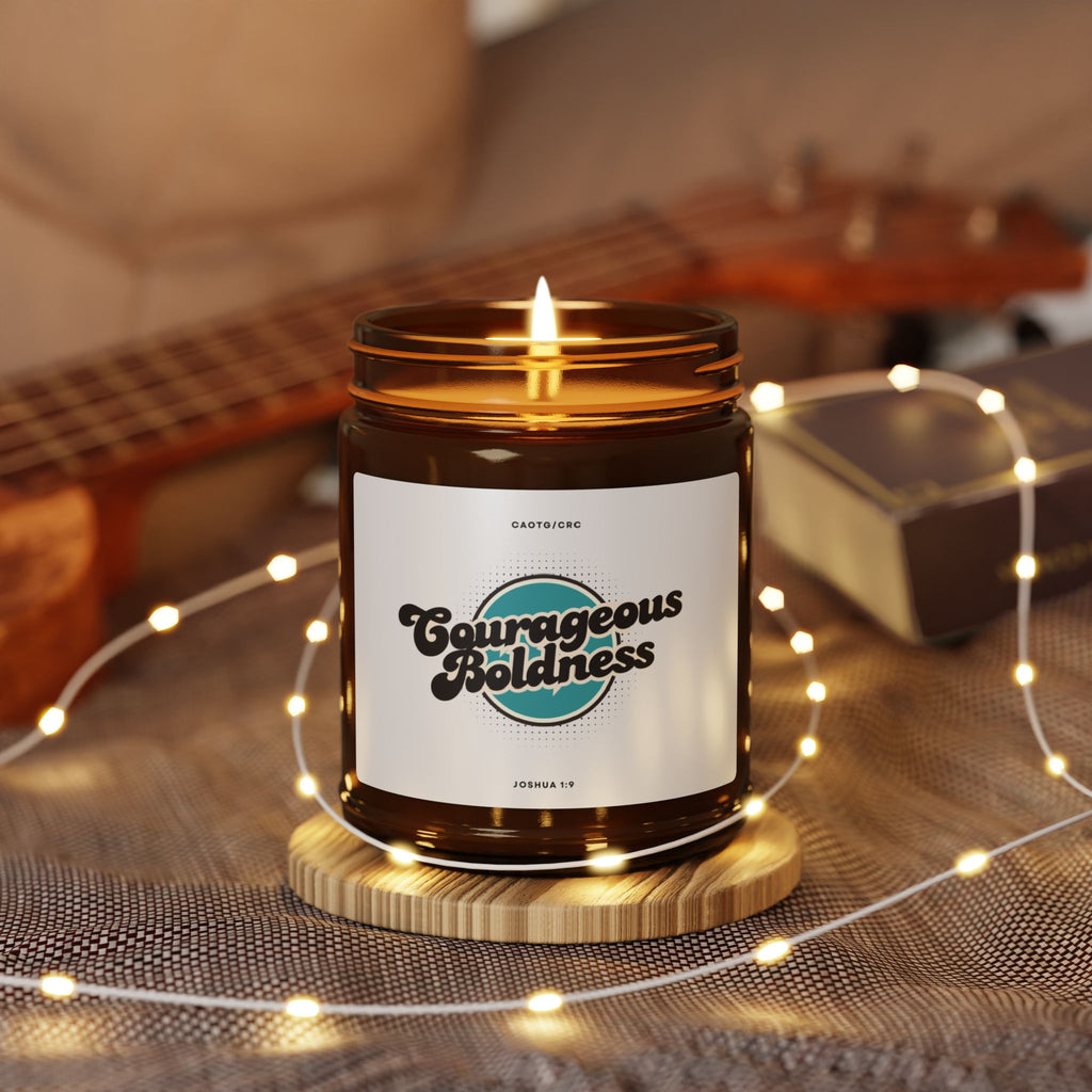 Courageous Boldness Joshua 1:9 Scented Soy Candle — Amber Jar (Multiple Sizes)