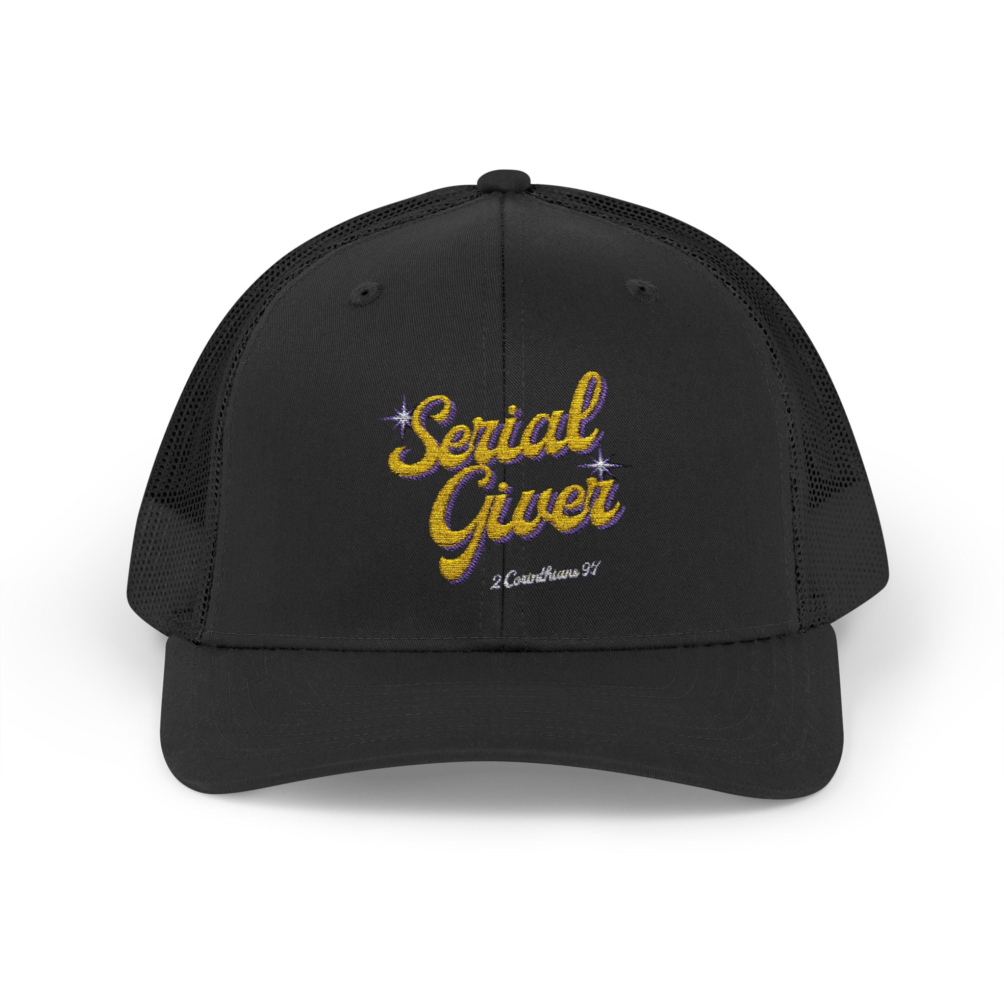 Serial Giver Snapback Trucker Cap — "God loves a cheerful giver" (2 Corinthians 9:7)