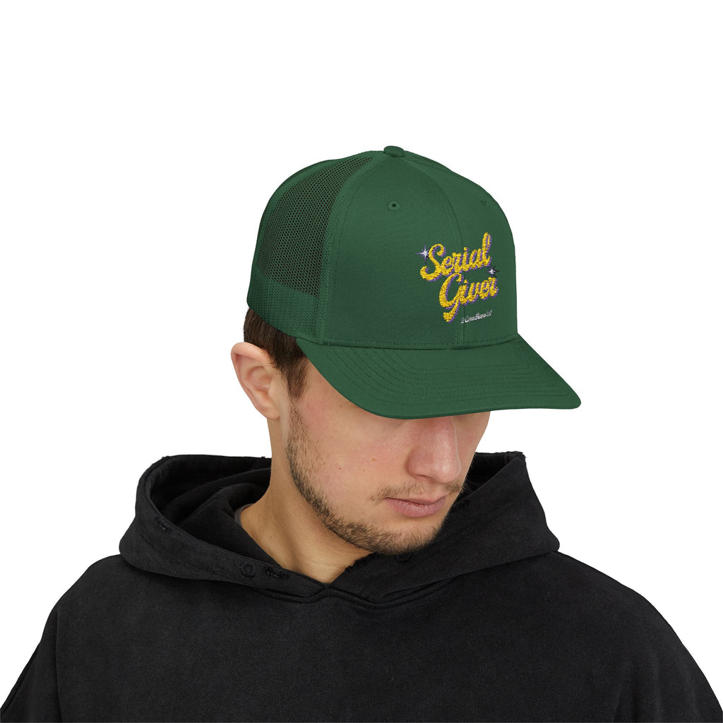Serial Giver Snapback Trucker Cap — "God loves a cheerful giver" (2 Corinthians 9:7)