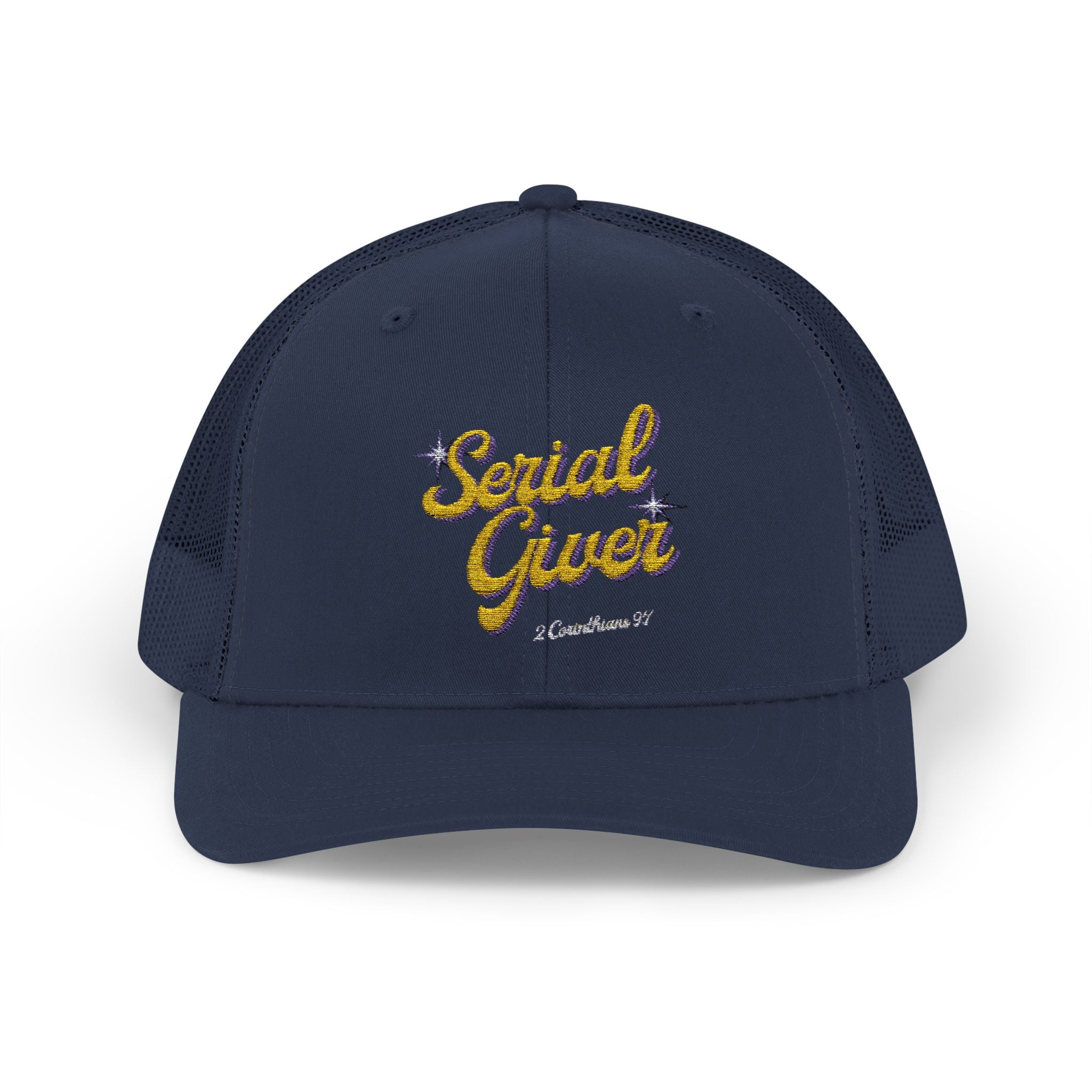 Serial Giver Snapback Trucker Cap — "God loves a cheerful giver" (2 Corinthians 9:7)