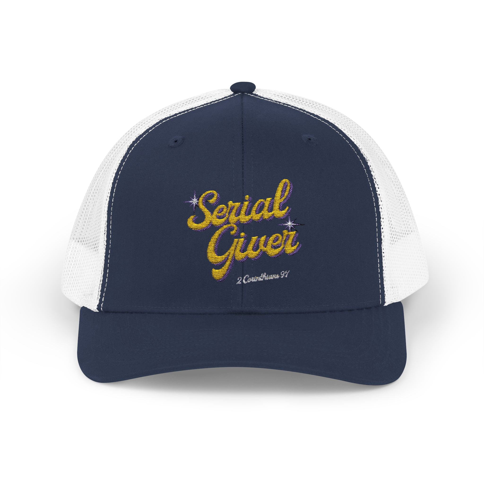 Serial Giver Snapback Trucker Cap — "God loves a cheerful giver" (2 Corinthians 9:7)