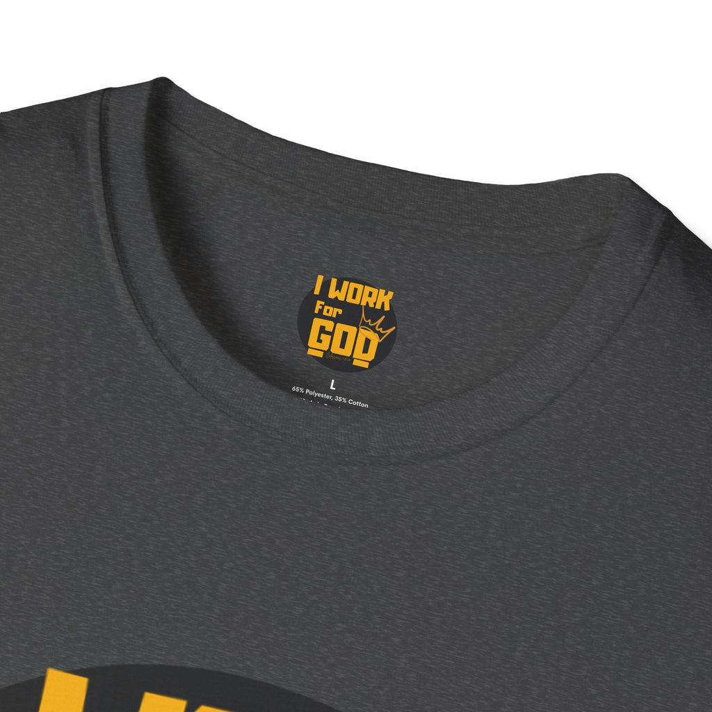 I Work For God T-Shirt — Christian Faith Graphic Tee with Crown