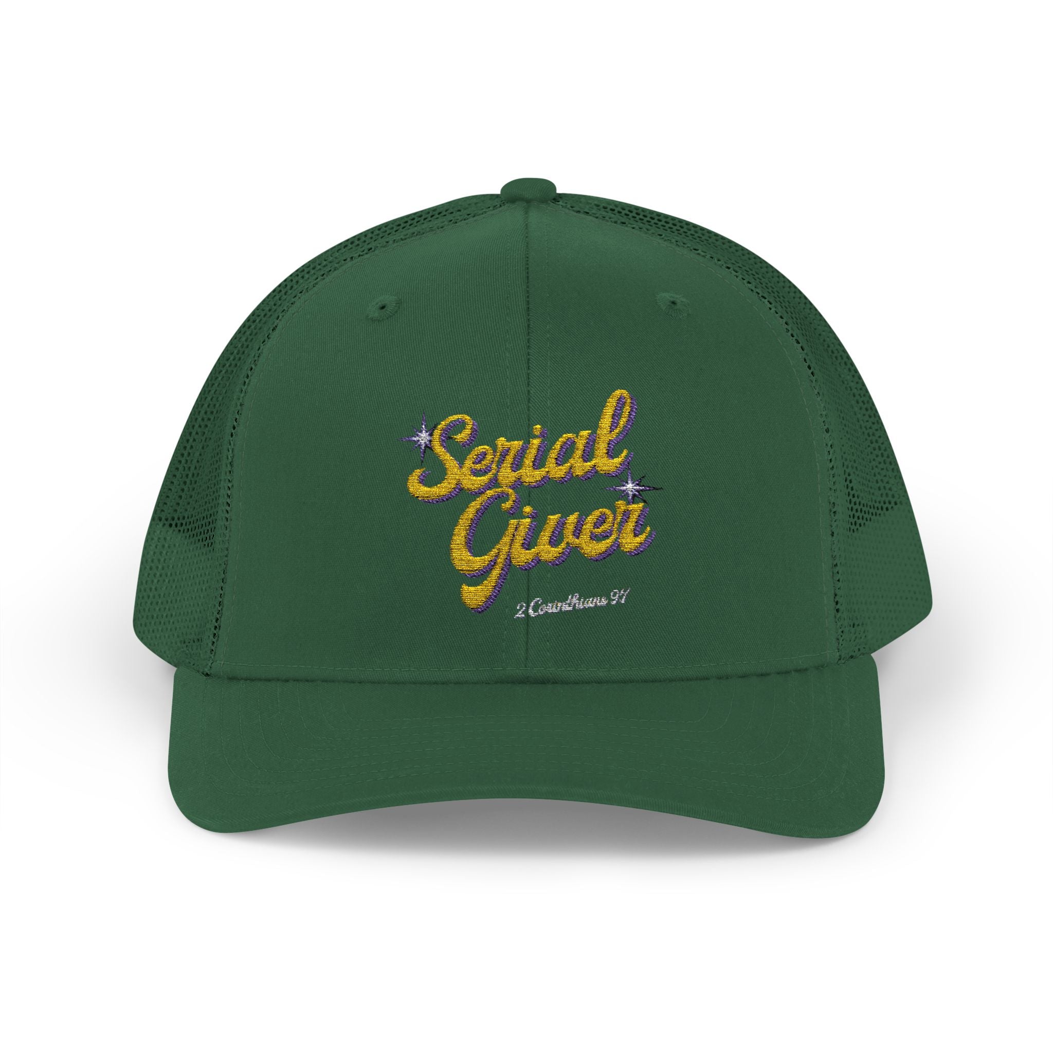 Serial Giver Snapback Trucker Cap — "God loves a cheerful giver" (2 Corinthians 9:7)