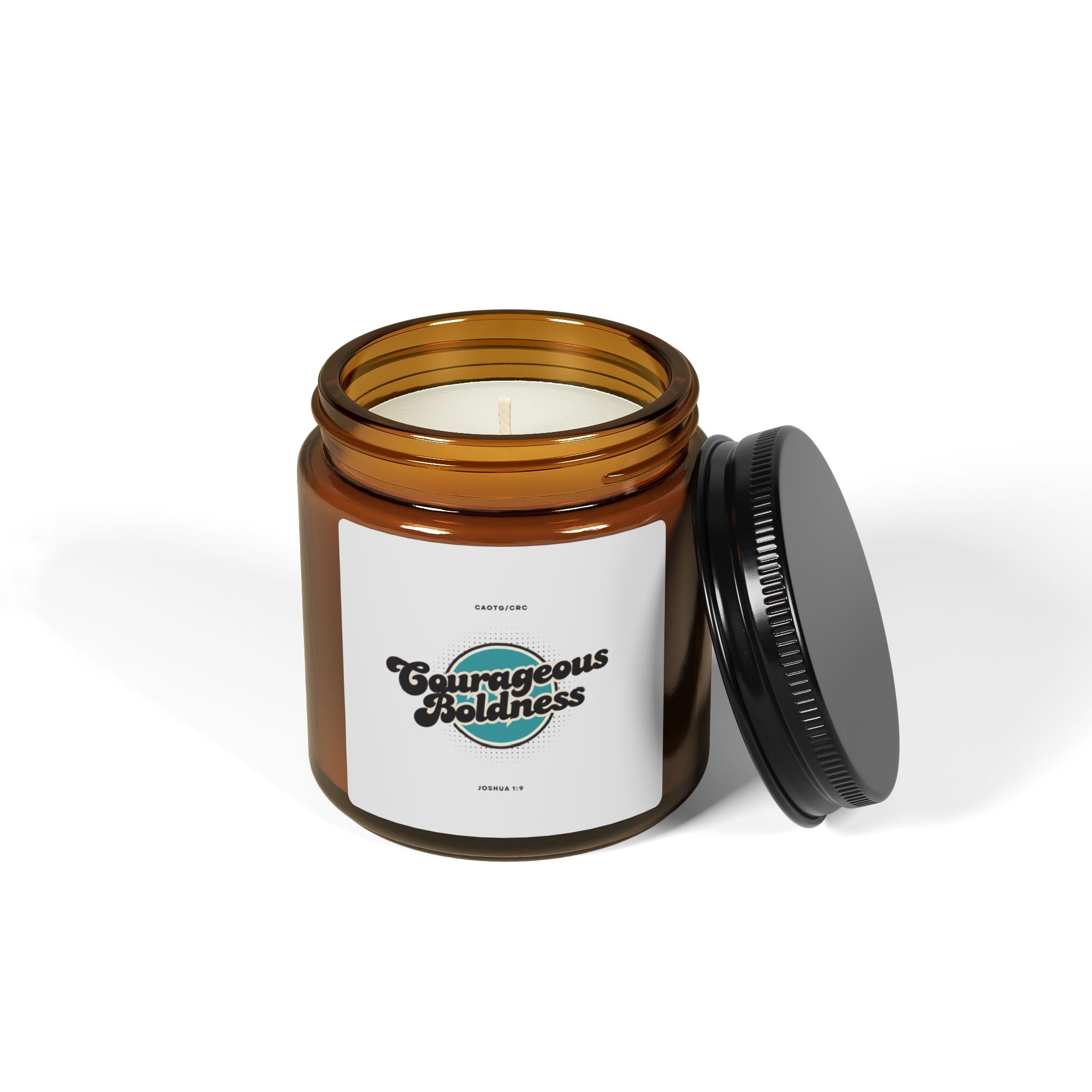 Courageous Boldness Joshua 1:9 Scented Soy Candle — Amber Jar (Multiple Sizes)