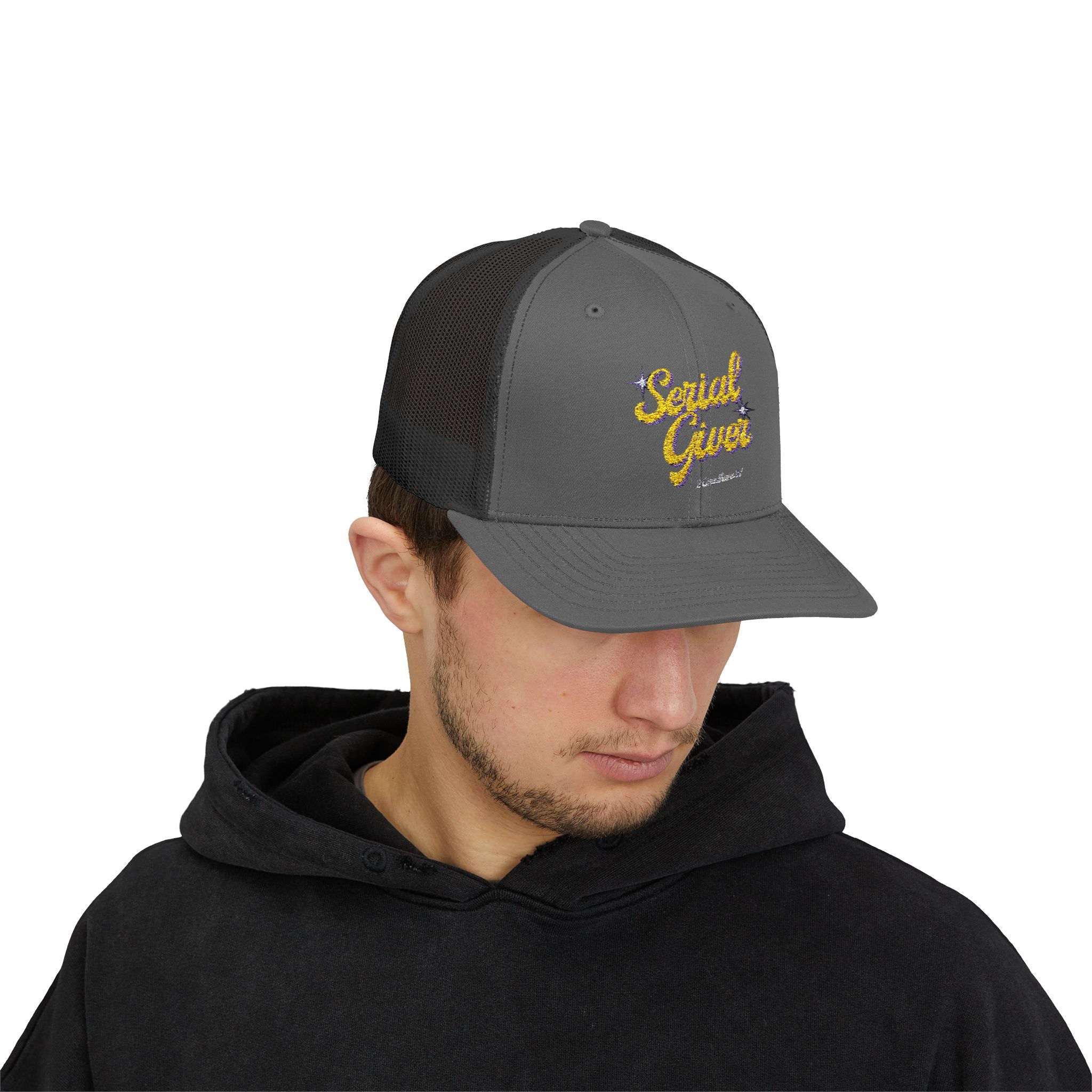 Serial Giver Snapback Trucker Cap — "God loves a cheerful giver" (2 Corinthians 9:7)