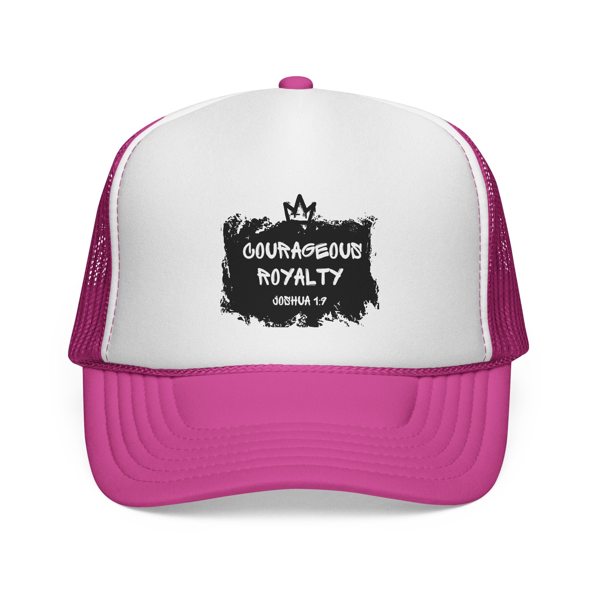 Courageous Royalty Trucker Cap – Patriotic Mesh Hat with Joshua 1:9 Design