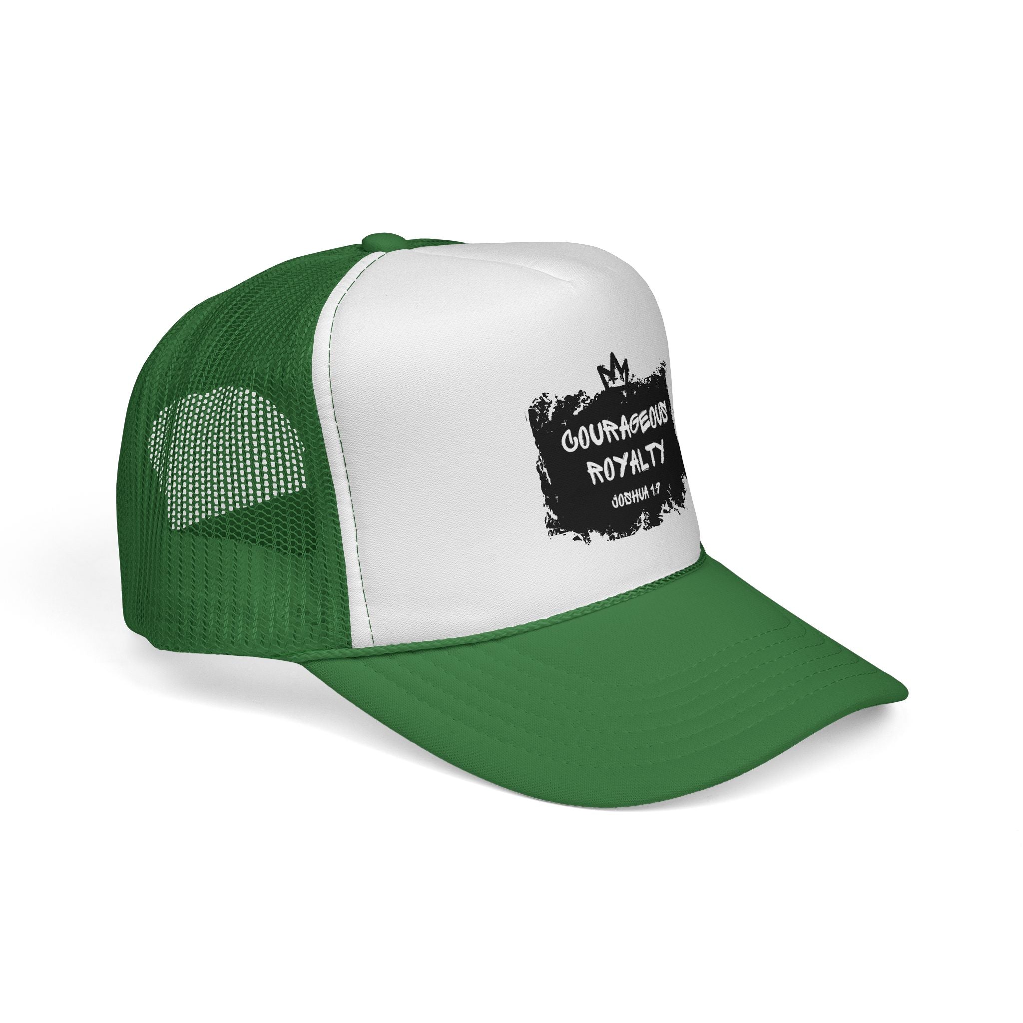 Courageous Royalty Trucker Cap – Patriotic Mesh Hat with Joshua 1:9 Design
